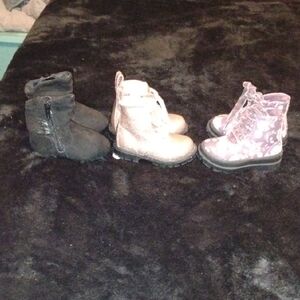 Kids Glitter Ankle Boots - Pink Floral and Rose Gold Options And Black